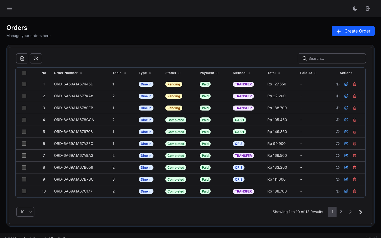 Order Management Dark